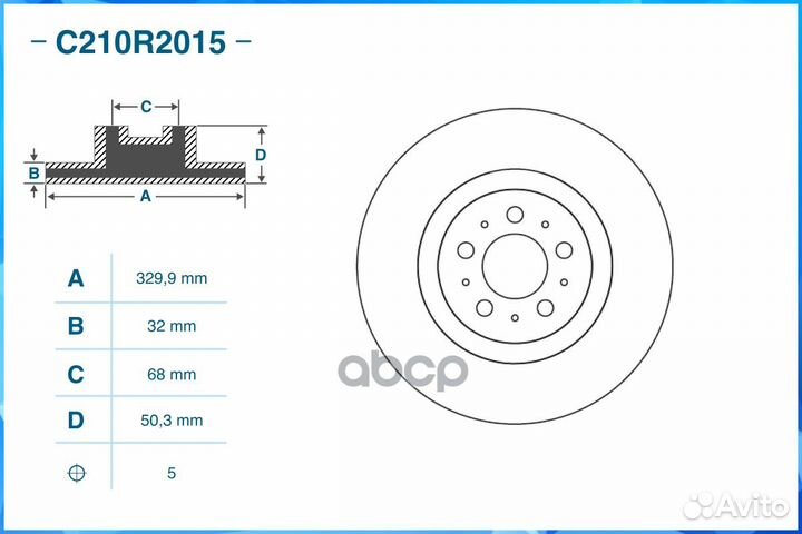 Тормозной диск передний cworks C210R2015 C210R2015