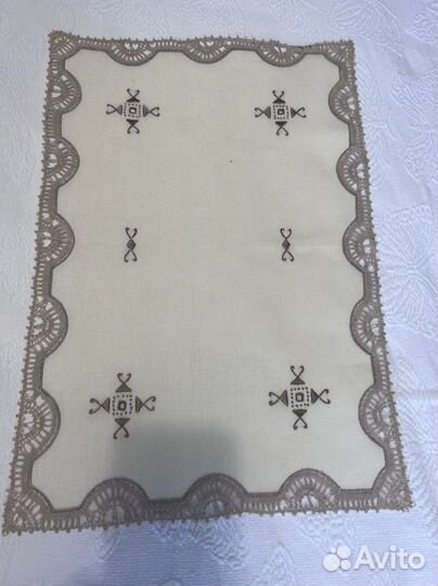 Винтажная салфетка лён вышивка Англия