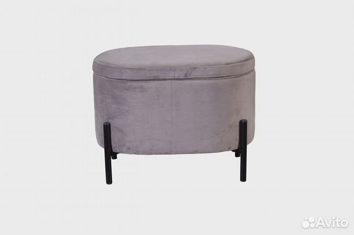 Пуф Grand овальный, бархат серый 27