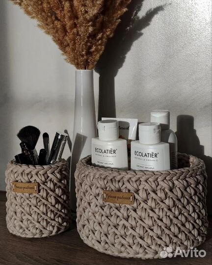 Набор вязаных корзин ручной работы