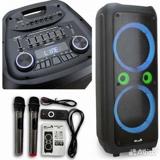 Колонка Bluetooth MP3 караоке 2 микрофона ELTronic