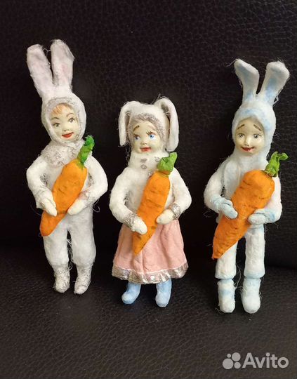 Зайцы,игрушки из ваты