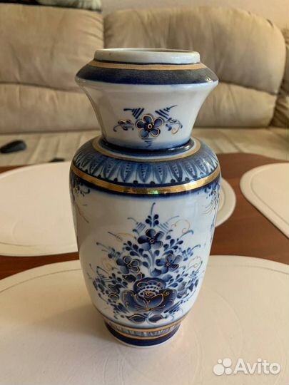 Ваза для цветов Гжель. Ручная работа. 22 см