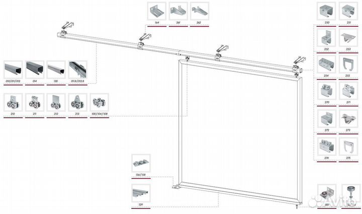 Комплектующие для подвесных ворот до 1200кг Ролтэк