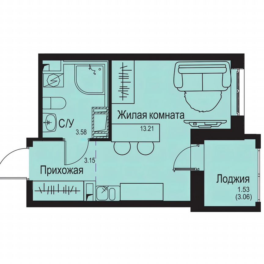 Квартира-студия, 21,5 м², 4/9 эт.