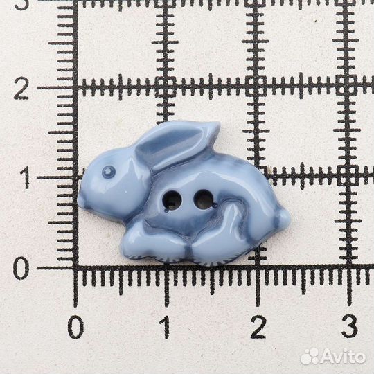 Светло-голубой Б30 (3.02-1390-23) Пуговица 'Зайка' 36L (23мм) 2 прокола, пластик (светло-голубой), 5