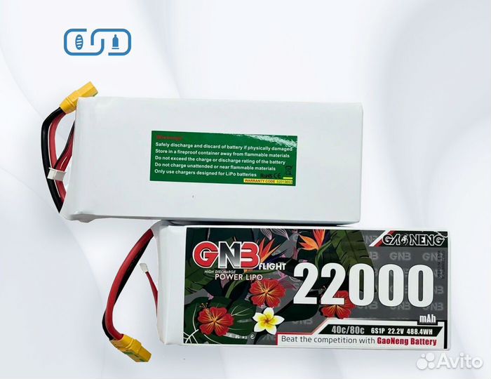 Аккумулятор для FPV GNB22000mAh 6S 40/80С XT90