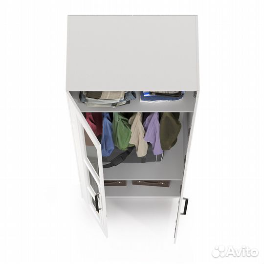 Шкаф для одежды с зеркалом Валенсия 13.329, цвет белый шагрень, шхгхв 84х54,2х225,3 см