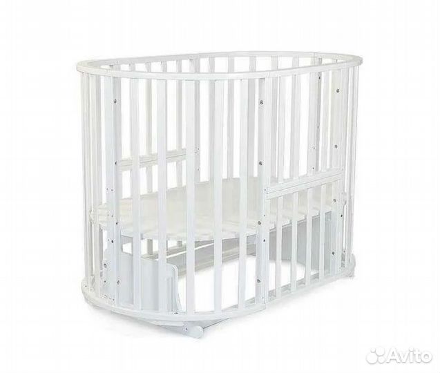Кроватка mr sandman round 10 в 1 белая с матрасами
