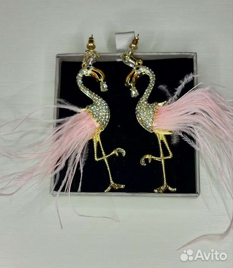 Серьги новые фламинго