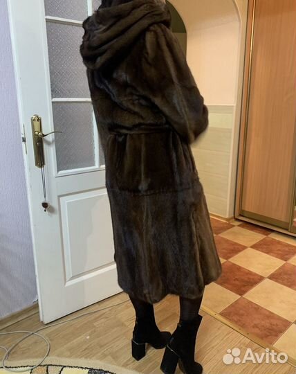 Шуба норковая с капюшоном