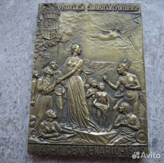 Плакетка бронз. 100 лет Промышл. Ассоциации 1949г