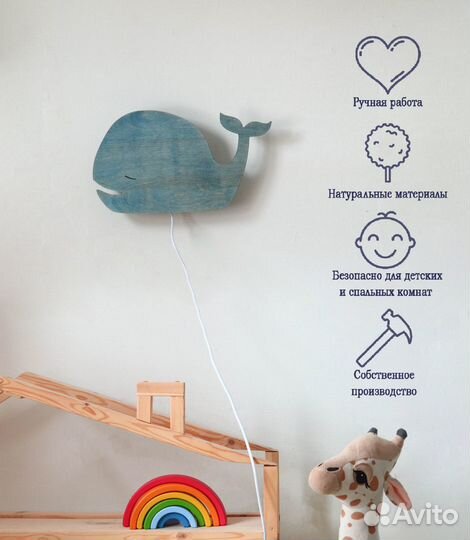 Детский настенный светильник Кит