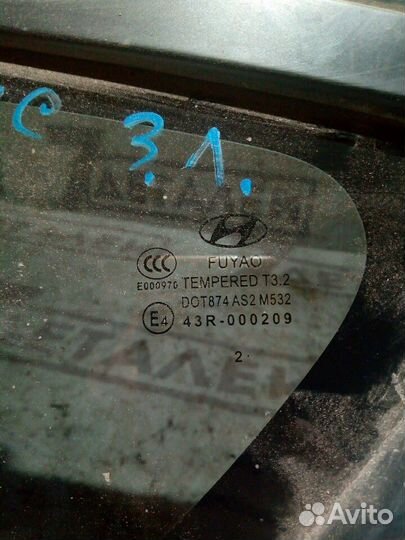 Стекло форточка Hyundai Solaris 2012