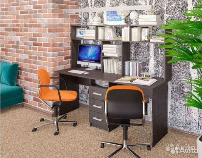 Стол письменный, компьютерный для двоих с ящиками