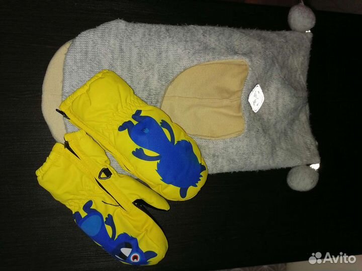 Шапка шлем зимний 50-52 р. Краги в подарок