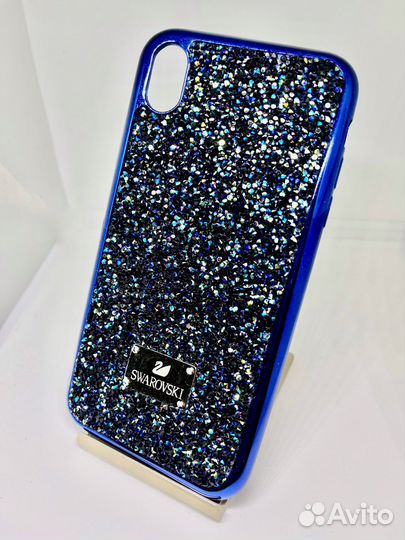 Swarovski чехол для iPhone xr синий