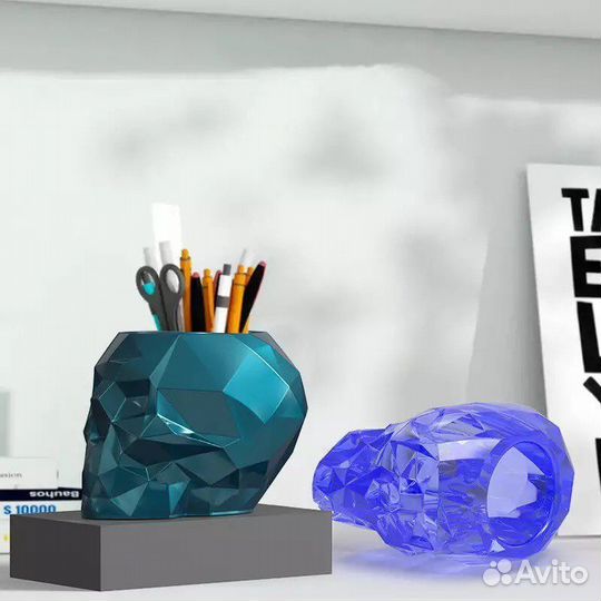 Силиконовая форма череп кашпо