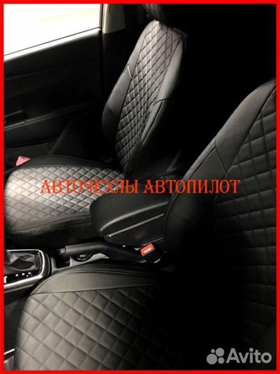 Чехлы Автопилот Kia Soul 2 из экокожи чёрные Ромб