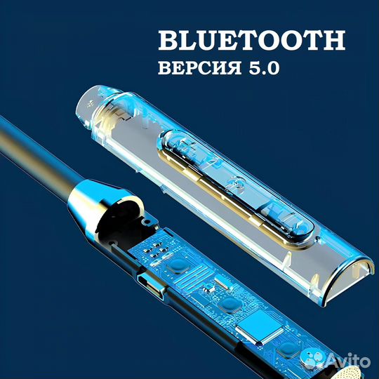 Наушники спортивные на шею с микрофоном беспроводн