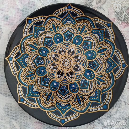 Тарелка ручная работа точечная роспись