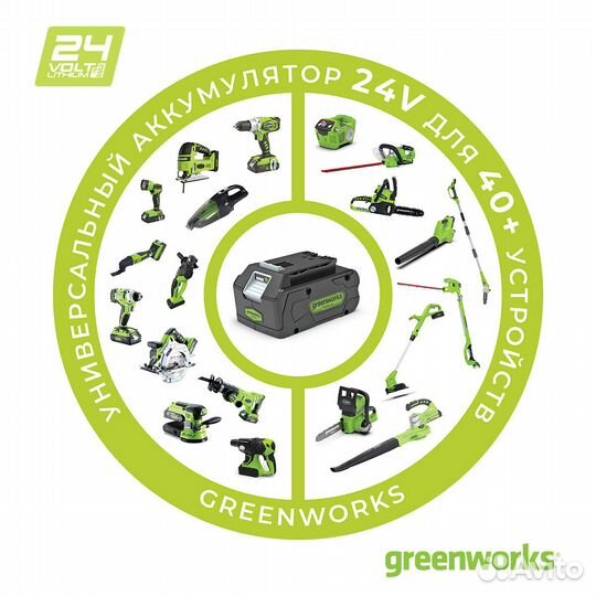 Аккумулятор Greenworks G24B2 24V 2 А.ч c зу 2А