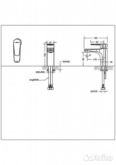 Смеситель для раковины Bravat f1173218bw-eng Черн