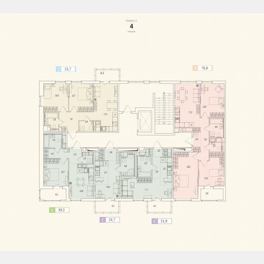 3-к. квартира, 78,6 м², 4/11 эт.