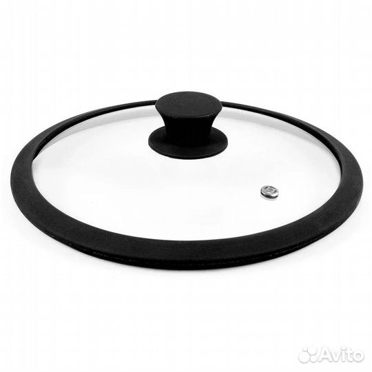 Крышка стекл 28 см с силик. ободком пароотводом (т