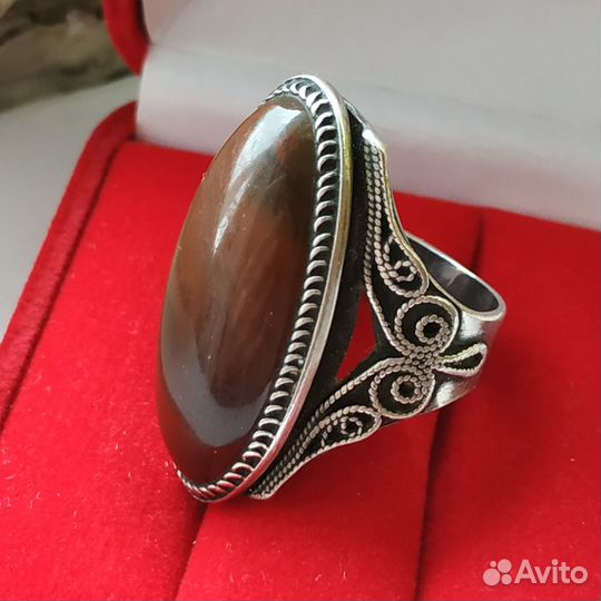 Кольцо Перстень СССР серебро 916 пробы яшма