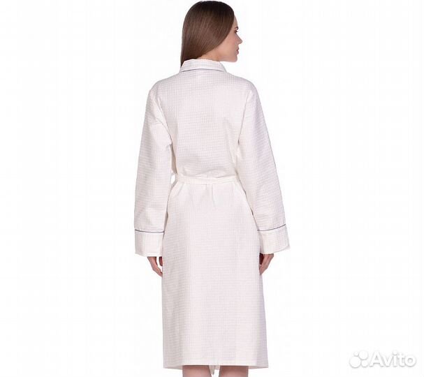 Халат вафельный Home One с кантом отбеленный 44