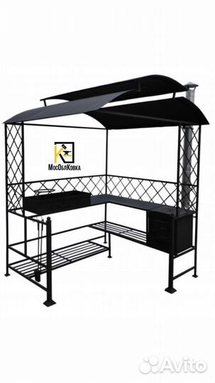 Кованый мангал с крышей для дачи