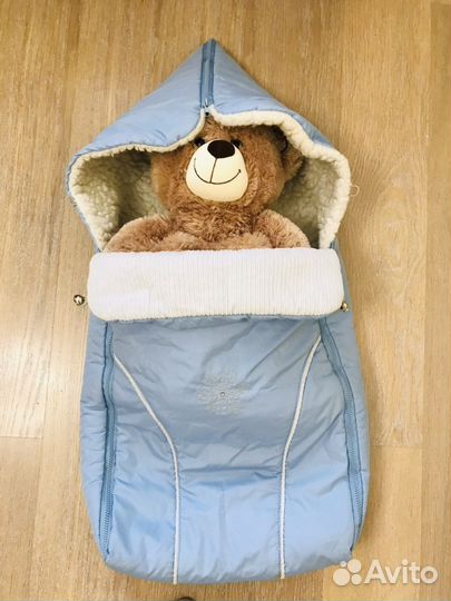 Меховой конверт на овчине и коврик для пеленания