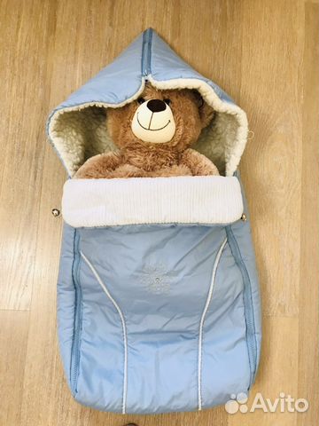 Меховой конверт на овчине и коврик для пеленания