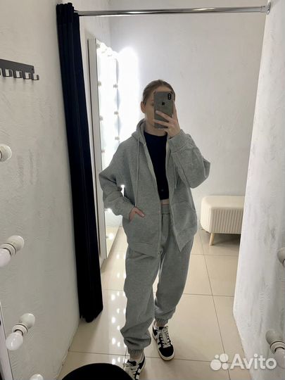 Спортивный костюм женский на флисе серый