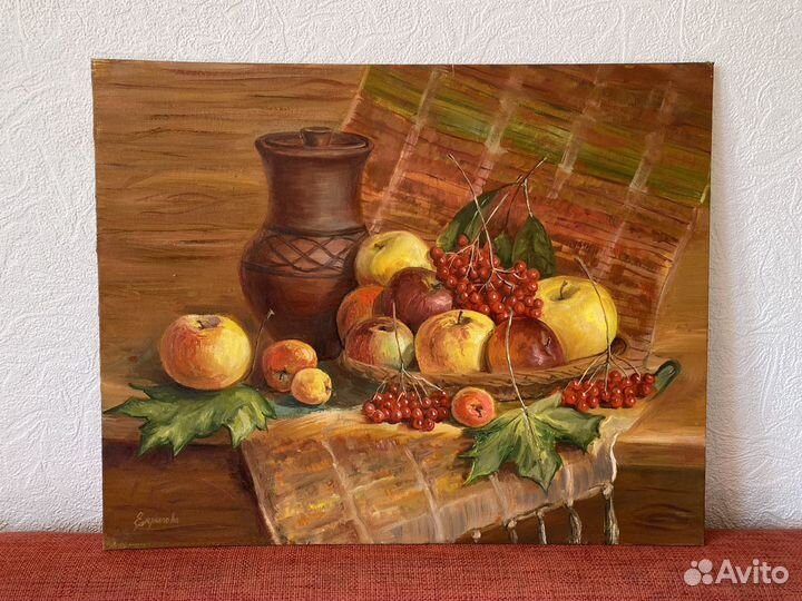 Картина натюрморт с яблоками
