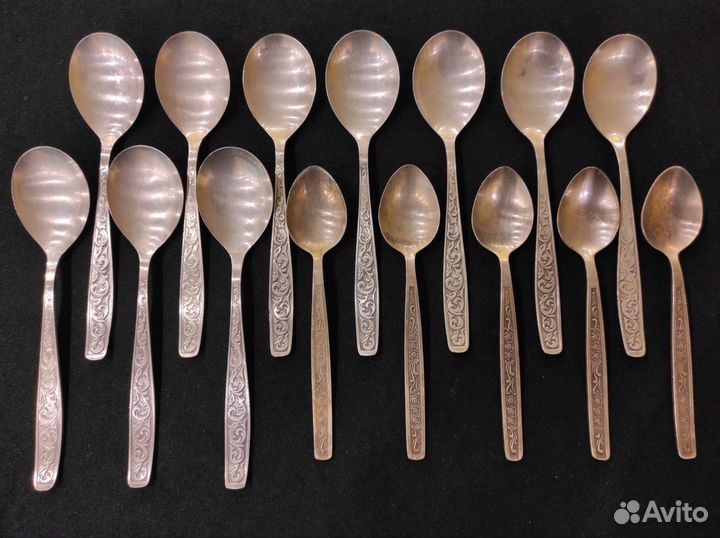 Ложки столовые десертные 15шт мельхиор СССР