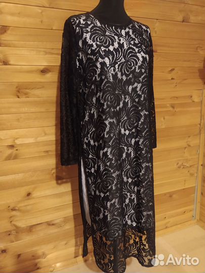 Длинное гипюровое платье