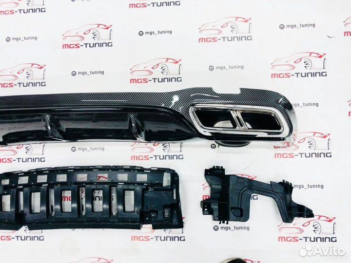 Диффузор с насадками E63s Под карбон Mercedes w213