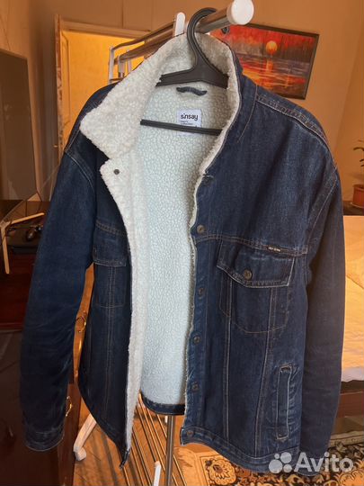 Джинсовая куртка с мехом шерпа