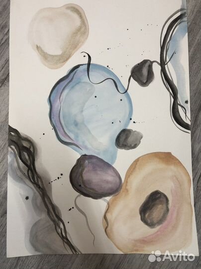 Рисунок акварелью, абстракция,картина