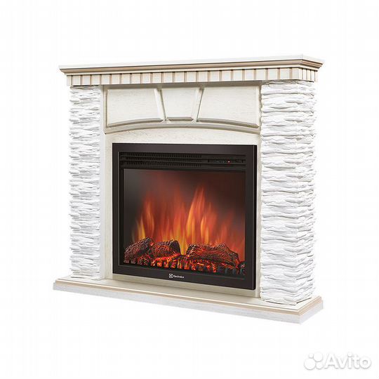 Портал Firelight Porto 30 камень белый, шпон белен