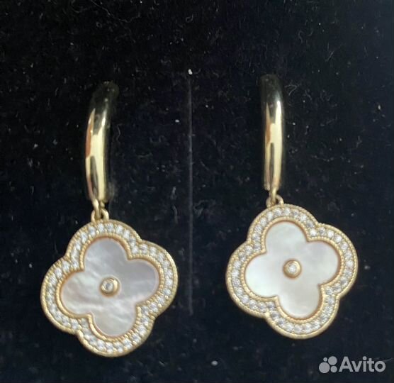 Серьги Van Cleff. Позолота