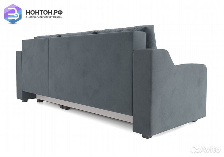 Угловой диван еврокнижка Берн велюр серо-синий
