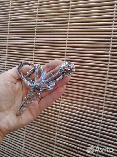 Заколка металлическая Краб для волос Роза 11 см