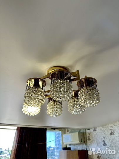 Люстра потолочная хрустальная бу + 2 бра