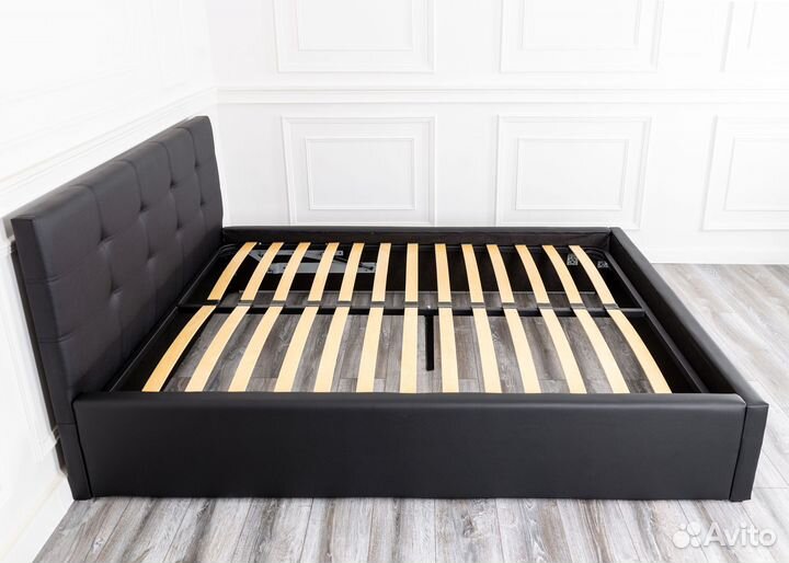 Кровать с подъемным механизмом 140х200 черная Роза