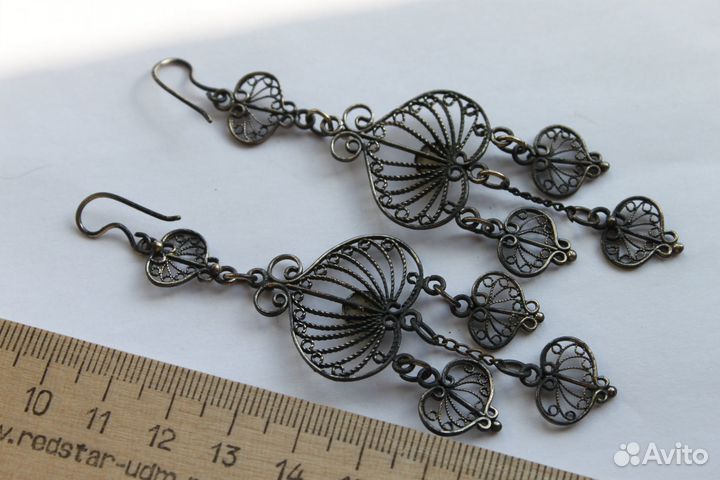 Винтажные длинные серьги С подвесками. 