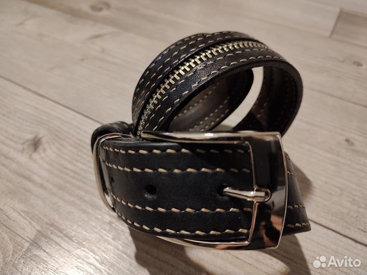 Кожаный ремень. С молнией.Ручная работа