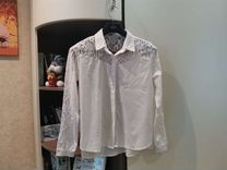 Рубашка женская белая с кружевом, размер 44